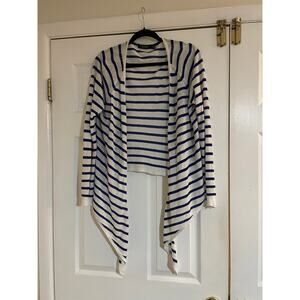 Lauren Ralph Lauren blue and white striped nautical old money draped cardigan L
